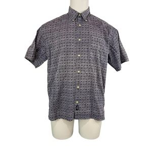 Dockers Button Up Shirt Mens Size L Gray/black Plaid Short Sleeve (347)